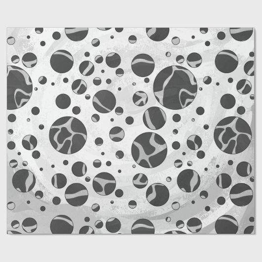 Giraffe Polka Dot Black en Light Grey Print Cadeaupapier (Vlak)