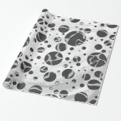 Giraffe Polka Dot Black en Light Grey Print Cadeaupapier (Uitgerold)