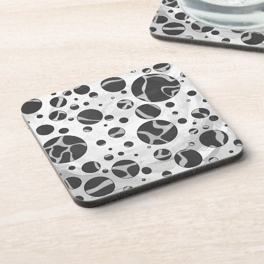 Giraffe Polka Dot Black en Light Grey Print Drankjes Onderzetter (Linkerzijde)