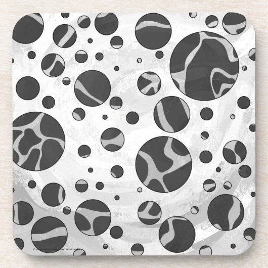 Giraffe Polka Dot Black en Light Grey Print Drankjes Onderzetter (Voorkant)