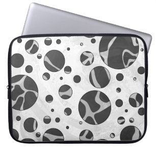 Giraffe Polka Dot Black en Light Grey Print Laptop Sleeve