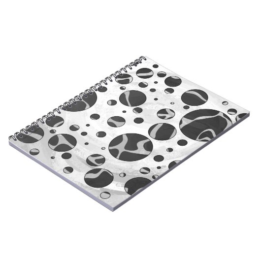 Giraffe Polka Dot Black en Light Grey Print Notitieboek (Linkerzijde)
