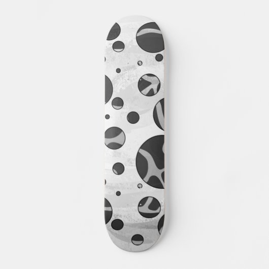 Giraffe Polka Dot Black en Light Grey Print Skateboard (Voorkant)