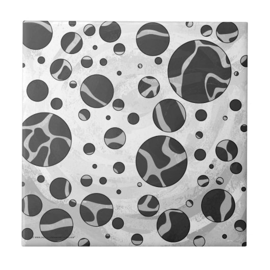 Giraffe Polka Dot Black en Light Grey Print Tegeltje (Voorkant)