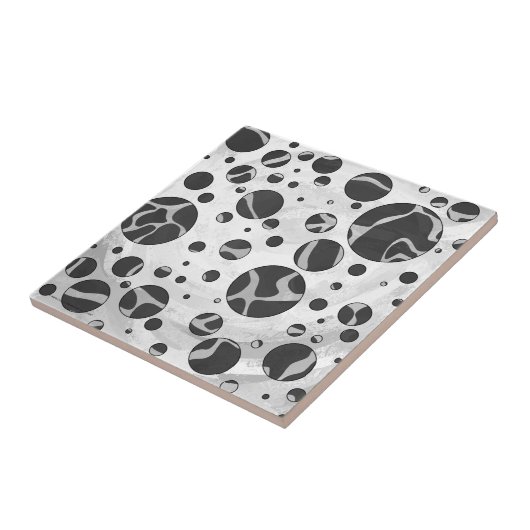 Giraffe Polka Dot Black en Light Grey Print Tegeltje (Zijkant)