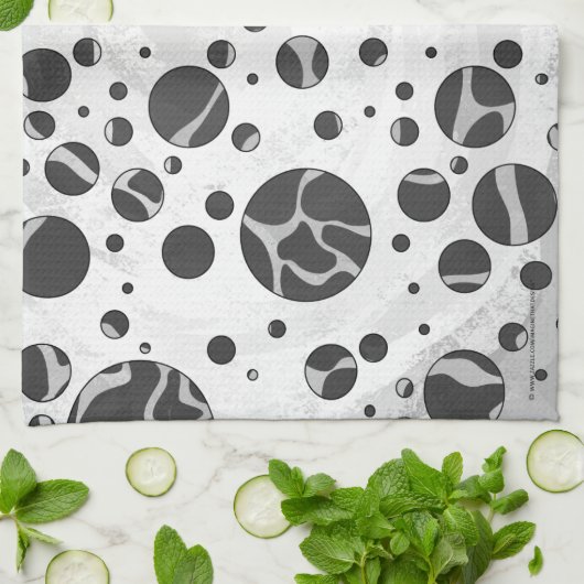 Giraffe Polka Dot Black en Light Grey Print Theedoek (Gevouwen)