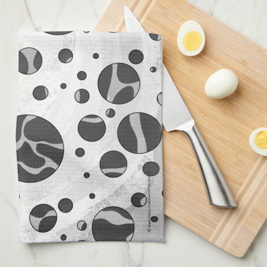 Giraffe Polka Dot Black en Light Grey Print Theedoek (Quarter Fold)