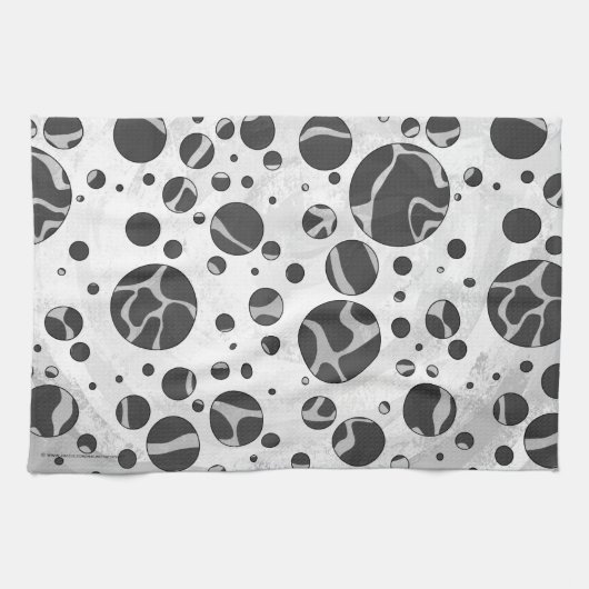 Giraffe Polka Dot Black en Light Grey Print Theedoek (Horizontaal)