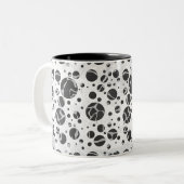 Giraffe Polka Dot Black en Light Grey Print Tweekleurige Koffiemok (Voorkant links)