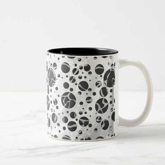Giraffe Polka Dot Black en Light Grey Print Tweekleurige Koffiemok (Rechts)