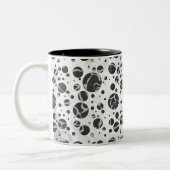 Giraffe Polka Dot Black en Light Grey Print Tweekleurige Koffiemok (Links)