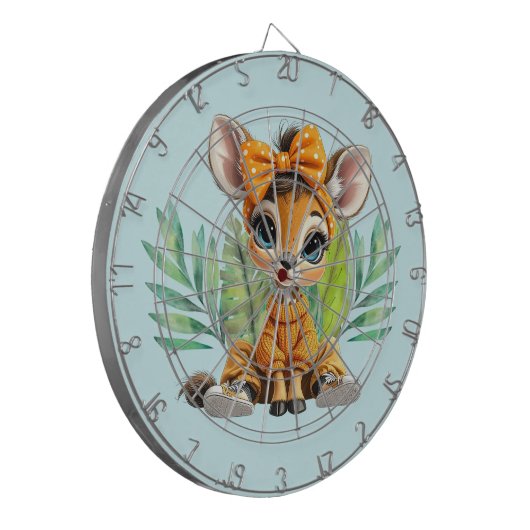 Giraffe Polka Dot Bow  Dartbord (Voorkant Links)