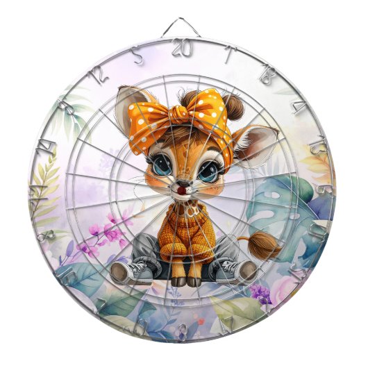 Giraffe Polka Dot Bow Dartbord (Voorkant)