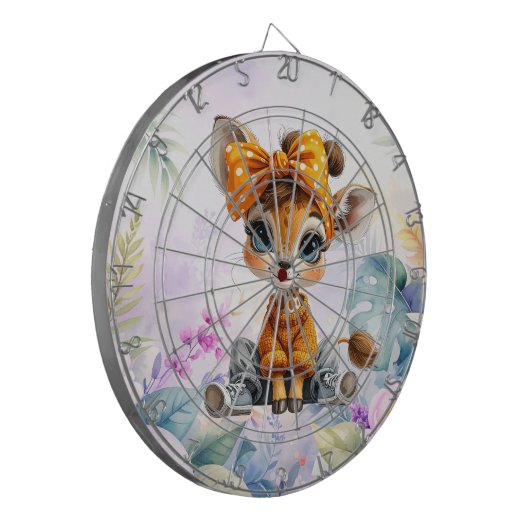 Giraffe Polka Dot Bow  Dartbord (Voorkant Links)