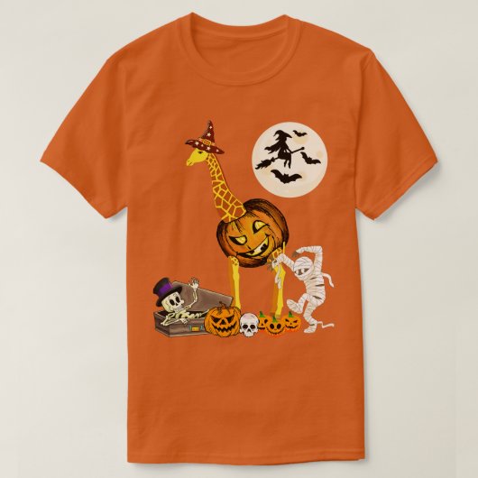 Giraffe pompoen halloween kostuum t-shirt (Design voorkant)