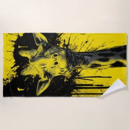 Giraffe Pop Art Portret Geel Zwart Strandlaken