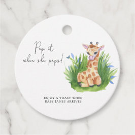 Giraffe - Pop het als ze poppen baby shower Bedankjes Labels