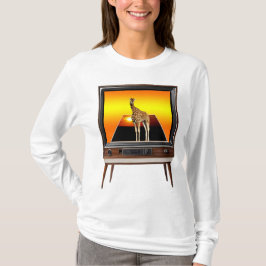 Giraffe Popout Art in oude analoge tv, T-shirt