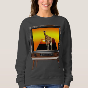 Giraffe Popout Art in oude analoge tv, Trui