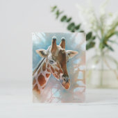 Giraffe Portrait Animal Waterverf Art Briefkaart (Staand voorkant)