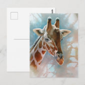Giraffe Portrait Animal Waterverf Art Briefkaart (Voorkant / Achterkant)