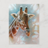 Giraffe Portrait Animal Waterverf Art Briefkaart (Voorkant)