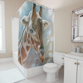 Giraffe Portrait Animal Waterverf Art Douchegordijn (In situ)