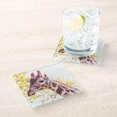 Giraffe Portrait Glazen Onderzetter (Schuin)