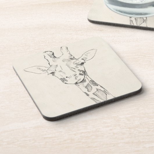 Giraffe Portrait | Schets Bier Onderzetter (Linkerzijde)