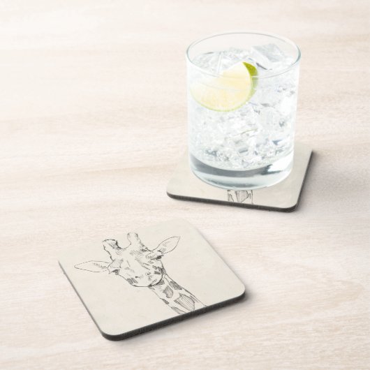 Giraffe Portrait | Schets Bier Onderzetter (Rechterzijde)