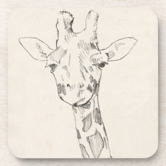 Giraffe Portrait | Schets Bier Onderzetter (Voorkant)