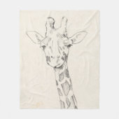 Giraffe Portrait | Schets Fleece Deken (Voorkant)