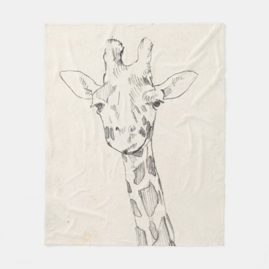 Giraffe Portrait | Schets Fleece Deken (Voorkant)