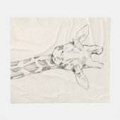 Giraffe Portrait | Schets Fleece Deken (Voorkant (Horizontaal))