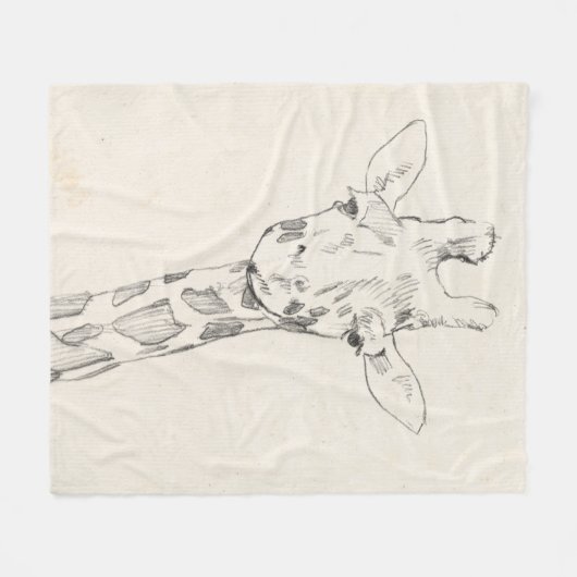 Giraffe Portrait | Schets Fleece Deken (Voorkant (Horizontaal))