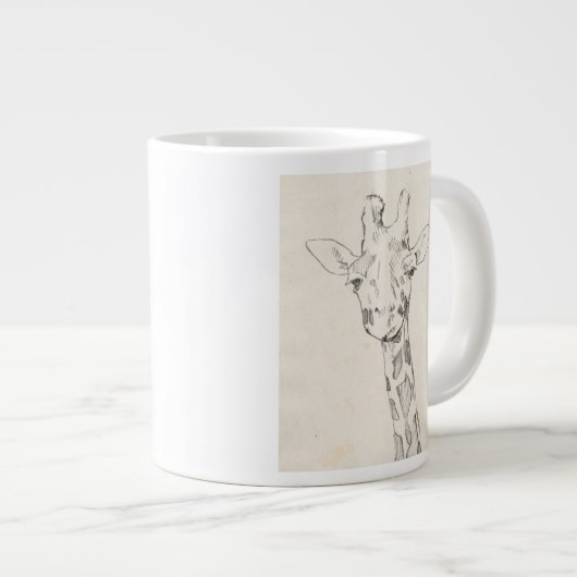 Giraffe Portrait | Schets Grote Koffiekop (Voorkant rechts)