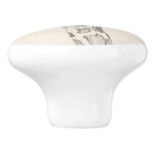 Giraffe Portrait | Schets Keramische Knop (Zijkant)