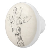 Giraffe Portrait | Schets Keramische Knop (Rechts)