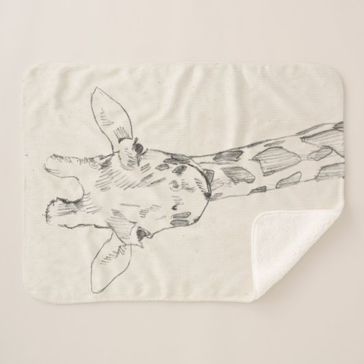 Giraffe Portrait | Schets Sherpa Deken (Voorkant (horizontaal))