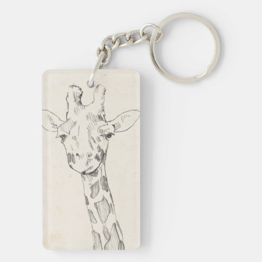 Giraffe Portrait | Schets Sleutelhanger (achterkant)