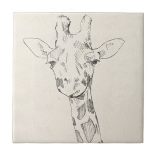 Giraffe Portrait   Schets Tegeltje