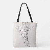 Giraffe Portrait | Schets Tote Bag (Achterkant)