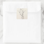 Giraffe Portrait | Schets Vierkante Sticker (Tas)