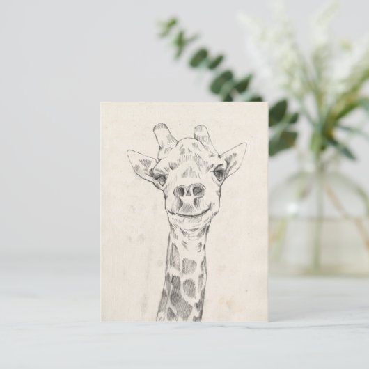 Giraffe Portrait Sketch Briefkaart (Staand voorkant)