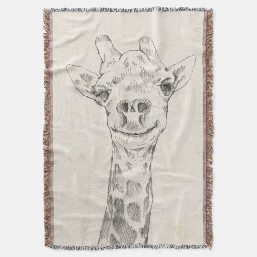 Giraffe Portrait Sketch Deken (Voorkant Verticaal)