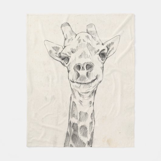 Giraffe Portrait Sketch Fleece Deken (Voorkant)