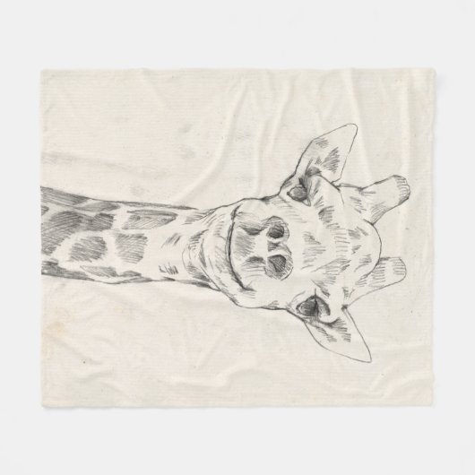 Giraffe Portrait Sketch Fleece Deken (Voorkant (Horizontaal))