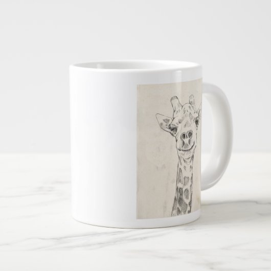 Giraffe Portrait Sketch Grote Koffiekop (Voorkant rechts)