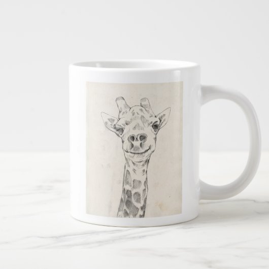 Giraffe Portrait Sketch Grote Koffiekop (Rechts)