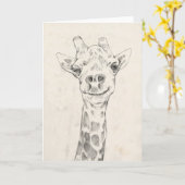 Giraffe Portrait Sketch Kaart (Gele Bloem)